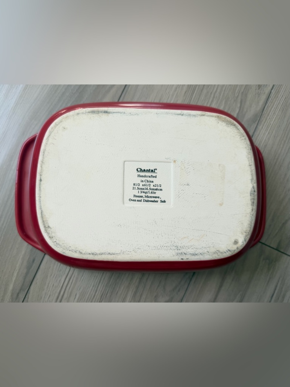 CHANTAL Red Handcrafted Baking Casserole Dish 1-3/4 Qt - 8.5” X 6.5” X 2.5” - Picture 4 of 5